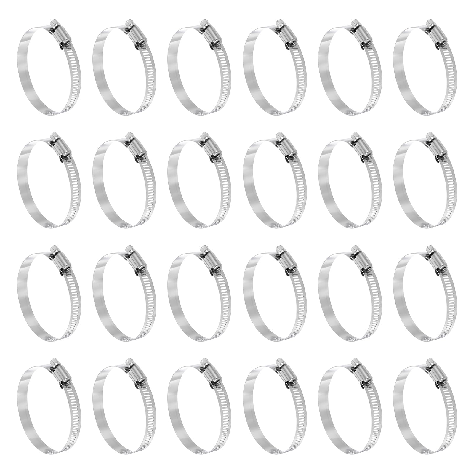 sourcing map 25 Pcs Hose Clamp 2-5/16"-3-1/4" (59-82mm) 304 Stainless Steel Adjustable Worm Gear Hose Clamp Assortment Kit for Fuel Line Pipe Plumbing Automotive Tube Mechanical
