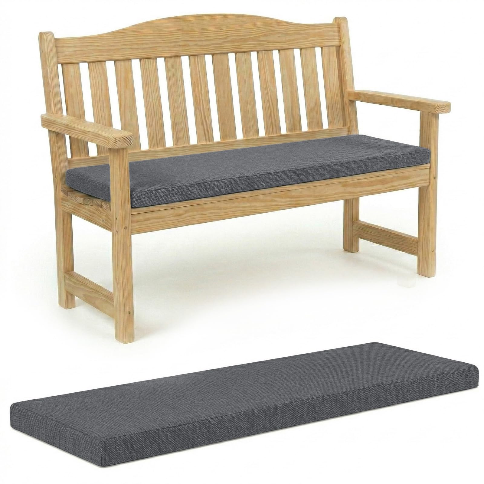 100% Waterproof Garden Bench Cushion 2/3/4 Seater Outdoor Long Bench Seat Pad for Lawn & Garden, Patio, Office, Coffee Shop with Removable Cover (3 Seater 142cm x 52cm x 6cm thick, Dark Grey)