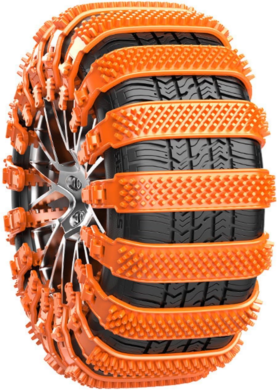 Snow Tire Chains for Chrysler 300 Pacifica Voyager Crossfire PT Cruiser 200 Aspen Pacifica, Adjustable Anti-Slip Tire Zip Ties for Snow Chains, Snow Chains Tire Chains,10pcs-Orange