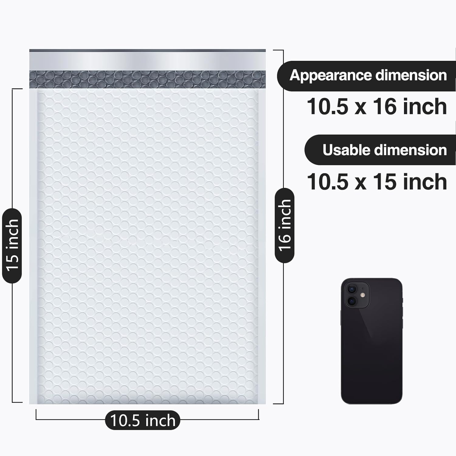 UCGOU Bubble Mailers 10.5x16 Inch White 25 Pack Poly Padded Envelopes Large #5 Mailing Packages Opaque Packaging Postal Self Seal Adhesive Waterproof Boutique Shipping Bags for Clothes