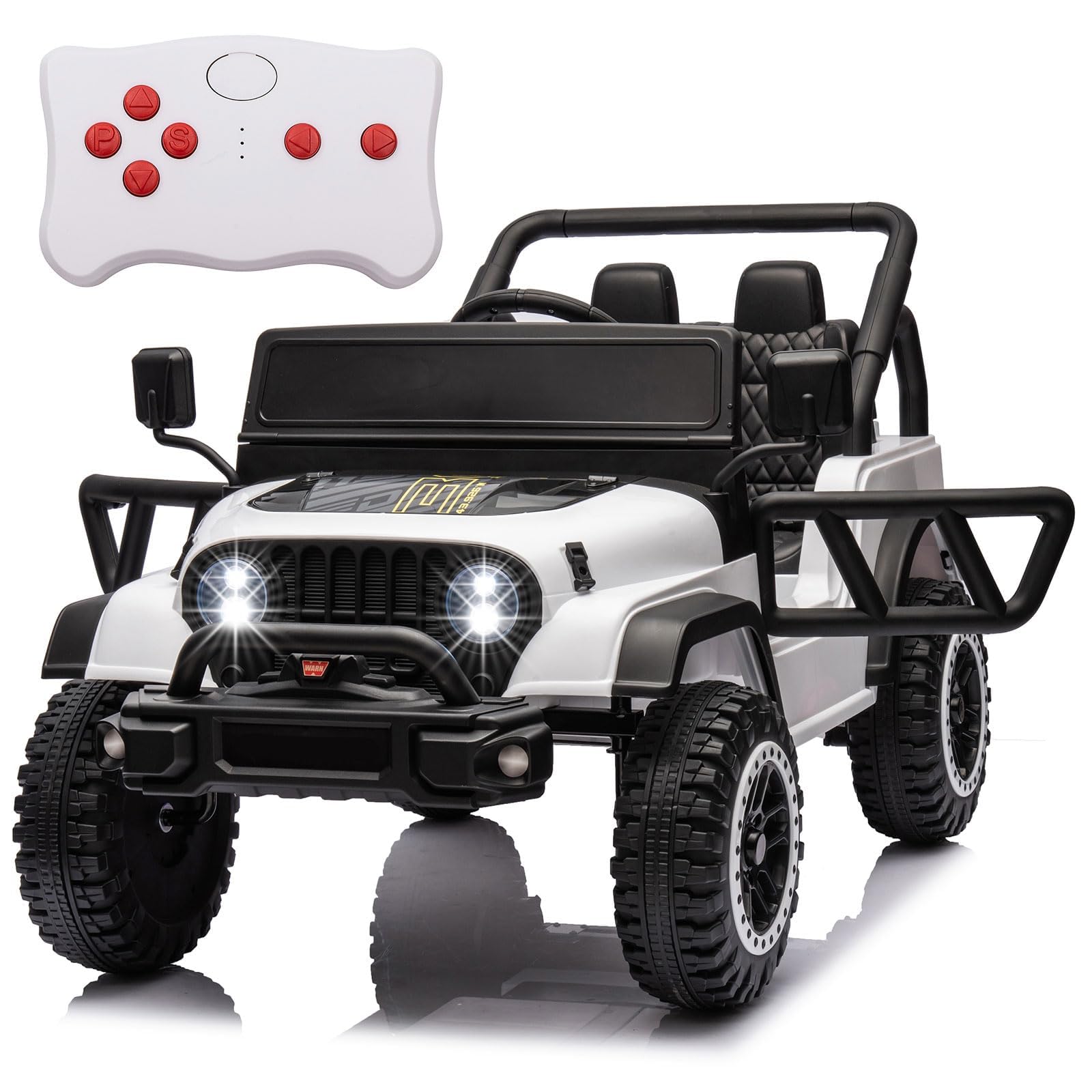 FINITO 24V Kids Ride on Car, Kids UTV Battery Powered Cars, with Remote Control, LED Lights, Music Player, and Bluetooth Functionality, Suitable as a