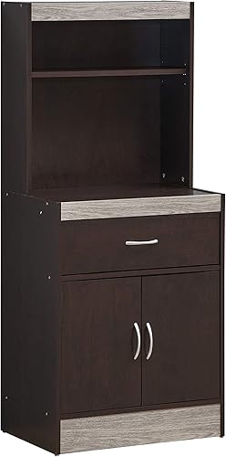 Miniatura 5 de Hodedah Estantes abiertos de 54 pulgadas de alto, 1 cajón y almacenamiento cerrado inferior, armario de cocina de roble gris Roble gris,Haya