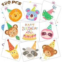 winthrop 120 Pcs Animal Temporary Tattoos for Kids, Glitter Individually Wrapped Safety Waterproof Tattoos, Best Choice for Animals Birthday Party Classroom Matching Game,60 Designs