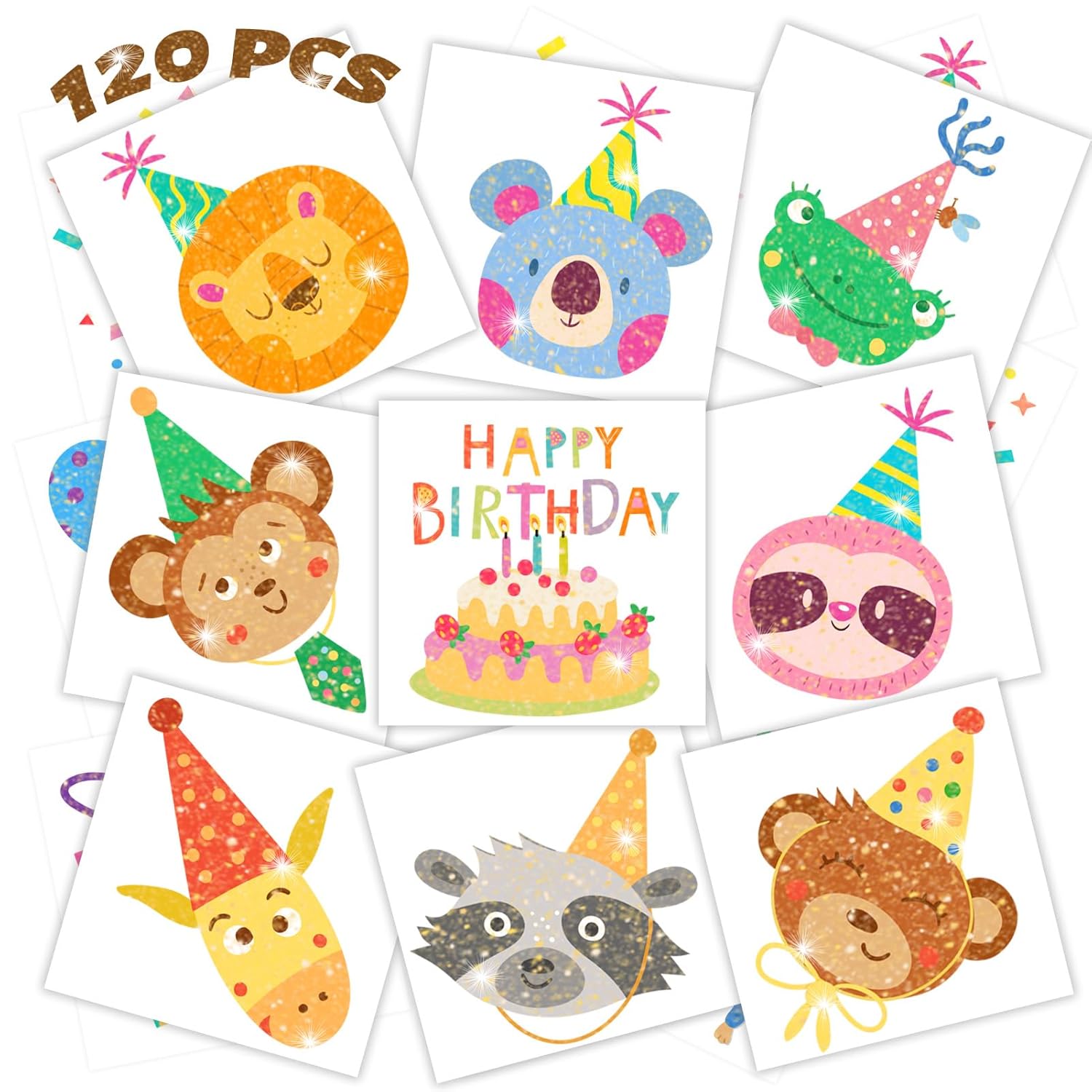 Hohamn Glitter Fruit Temporary Tattoos for Kids - 100+ Cartoon Fruit Summer Tattoos for Girls Boys Birthday Party Supplies Favors