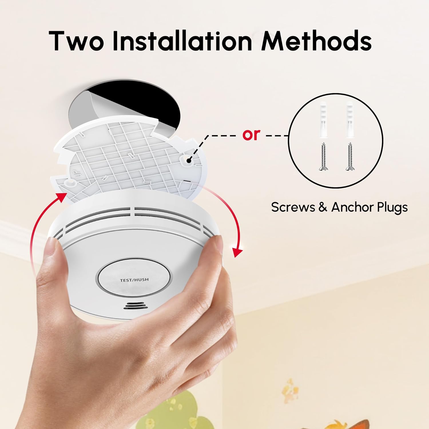 10-Year Battery Smoke and Carbon Monoxide Alarms, Fire Alarm CO Detector with Large Test/Silence Button, Easy Adhesive or Screw Mount, 12-Pack