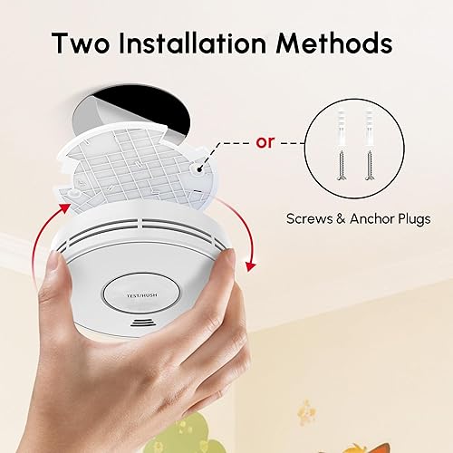 Miniatura 7 de Detector de humo Detector de monóxido de carbono, detector de humo de batería de 10 años Detector de CO con botón grande de pruebasilencio,
