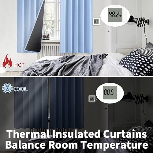 Miniatura 6 de BGment Cortinas opacas completas con forro de aislamiento térmico, 63 pulgadas de largo, bolsillo para barra y pestaña trasera, cortina de ventana