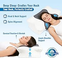 Vista 6 de Almohada para dormir de lado para aliviar el dolor de cuello, almohada de apoyo cervical contorneada para adultos, almohada ergonómica con dolor