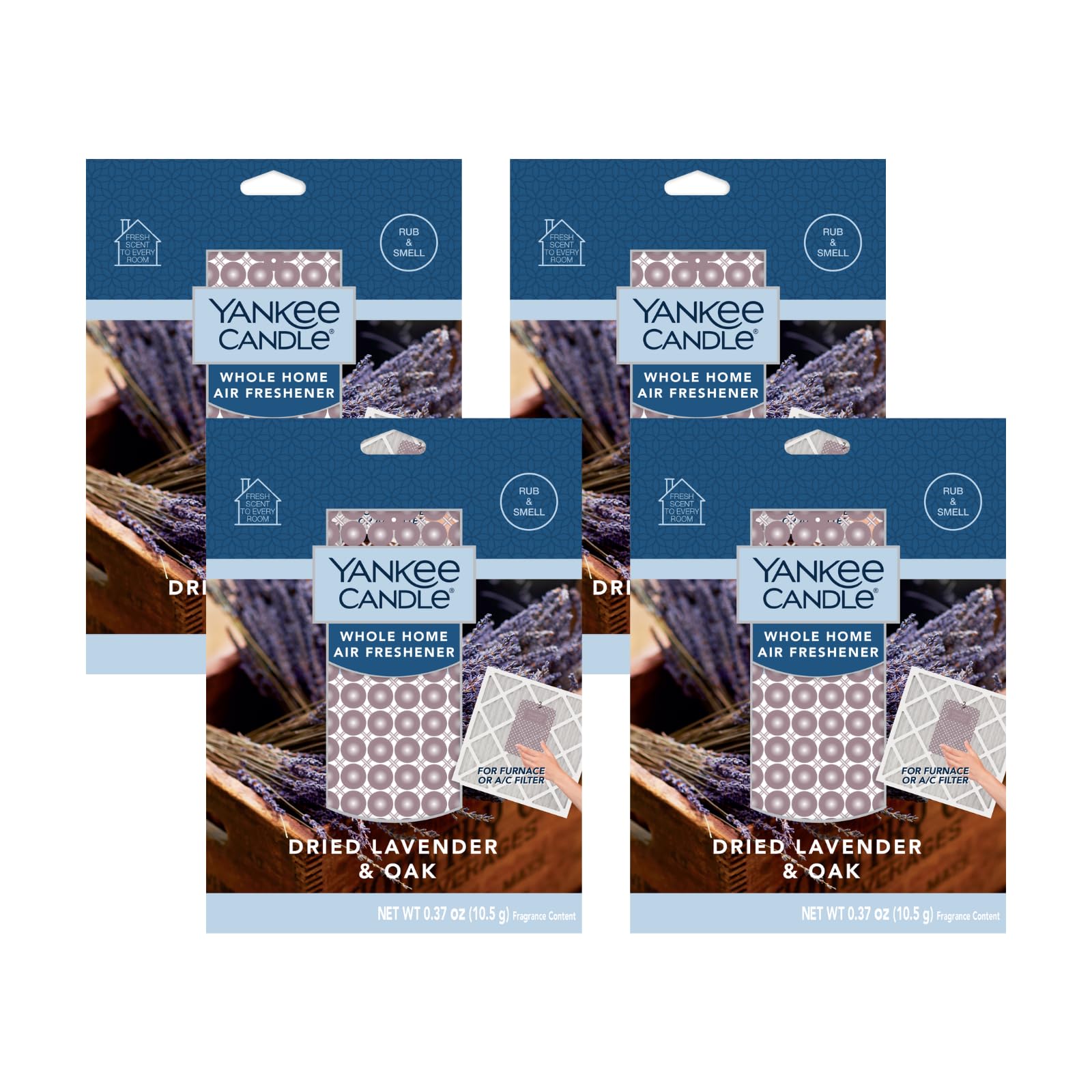 Yankee Candle Whole Home Air Freshener, Long Lasting Odor Eliminating Fragrance for Home, Continuous Room Freshener, Dried Lavender &amp; Oak (Pack of 4)