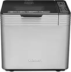 Cuisinart Máquina de fazer pão, máquina de pão de convecção de aço inoxidável com 16 opções de menu, 3 tamanhos de pão até 900 g, 3 cores de crosta, inclui copo medidor, colher e gancho de amassar