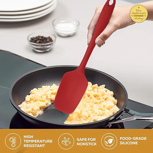 Miniatura 3 de Mrs. Anderson's Baking Espátula de cuchara de silicona, flexible, antiadherente, resistente al calor, rojo