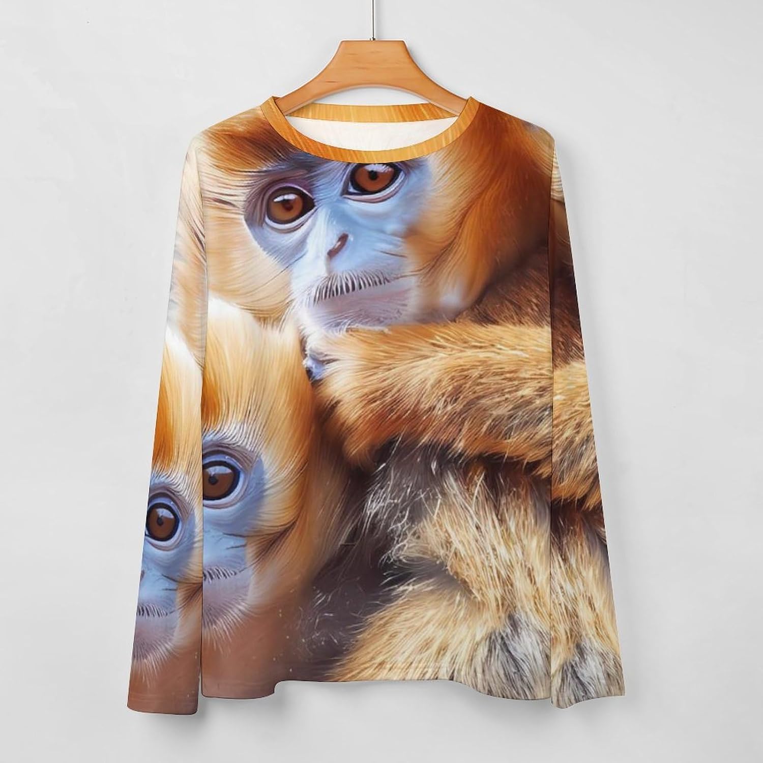 Golden Monkeys Women's Pajama Top Sleepwear Pajamas Sleep T-Shirt Long Sleeve Shirt Crewneck Tee