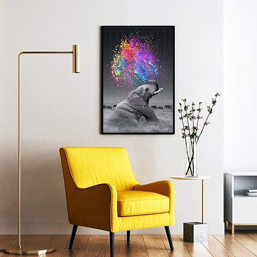 Miniatura 2 de najiaxiaowu Rompecabezas clásico de 1000 piezas para adultos rompecabezas de madera elefante colorido bricolaje arte moderno decoración del hogar