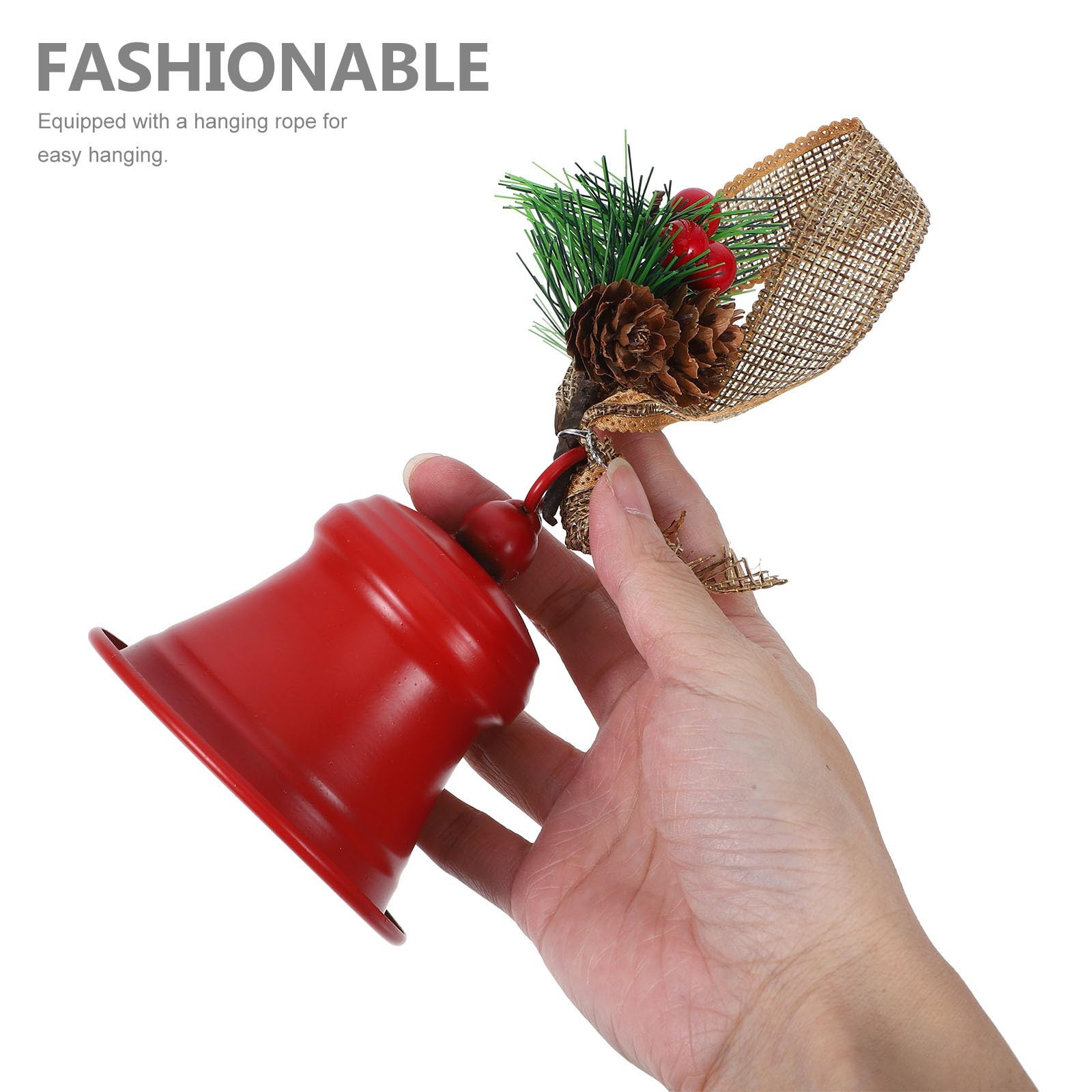 TOYANDONA 5 Piezas Campana Navideña de Metal Rojo para Colgar en Puerta o