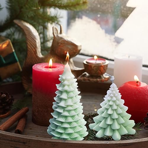 Miniatura 2 de 4 moldes para velas de árbol de Navidad, moldes para hacer velas, moldes de bricolaje 3D antiadherentes flexibles para árbol de Navidad, resina de