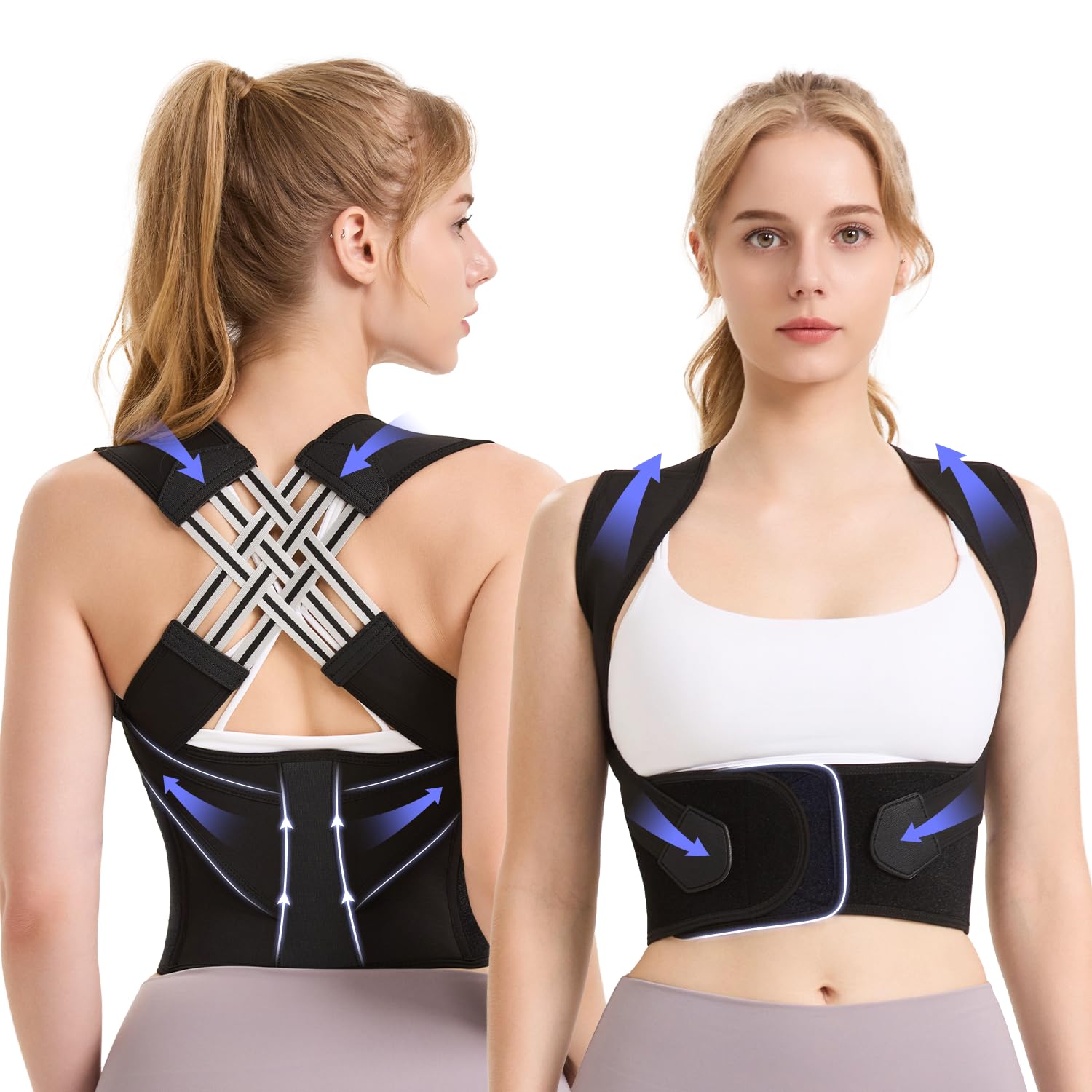 VOKOKOYA Back Brace Posture Corrector for Women and Men,Adjustable Shoulder Straightener,Used for correcting posture and scoliosis