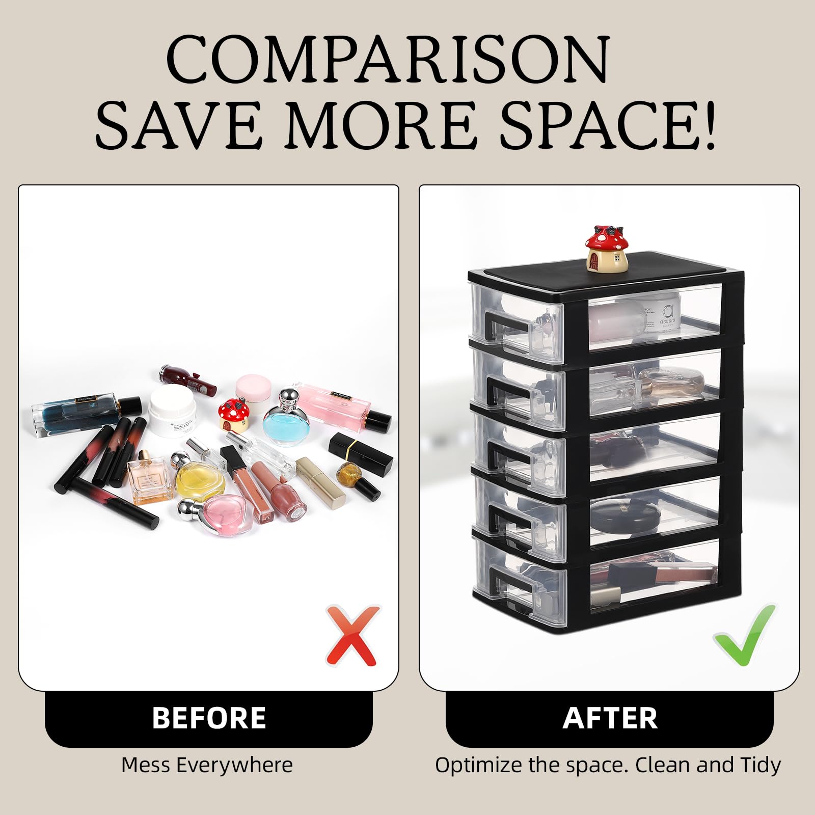 jojofuny Multifunctional 5-Layer Plastic Drawer Storage Cabinet ...