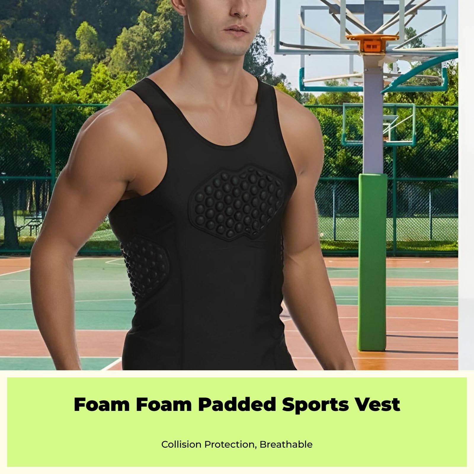 kowaku Herren Sportweste mit Polsterung, Schutz für Brust Und Rippen, für Basketball Und Fußball