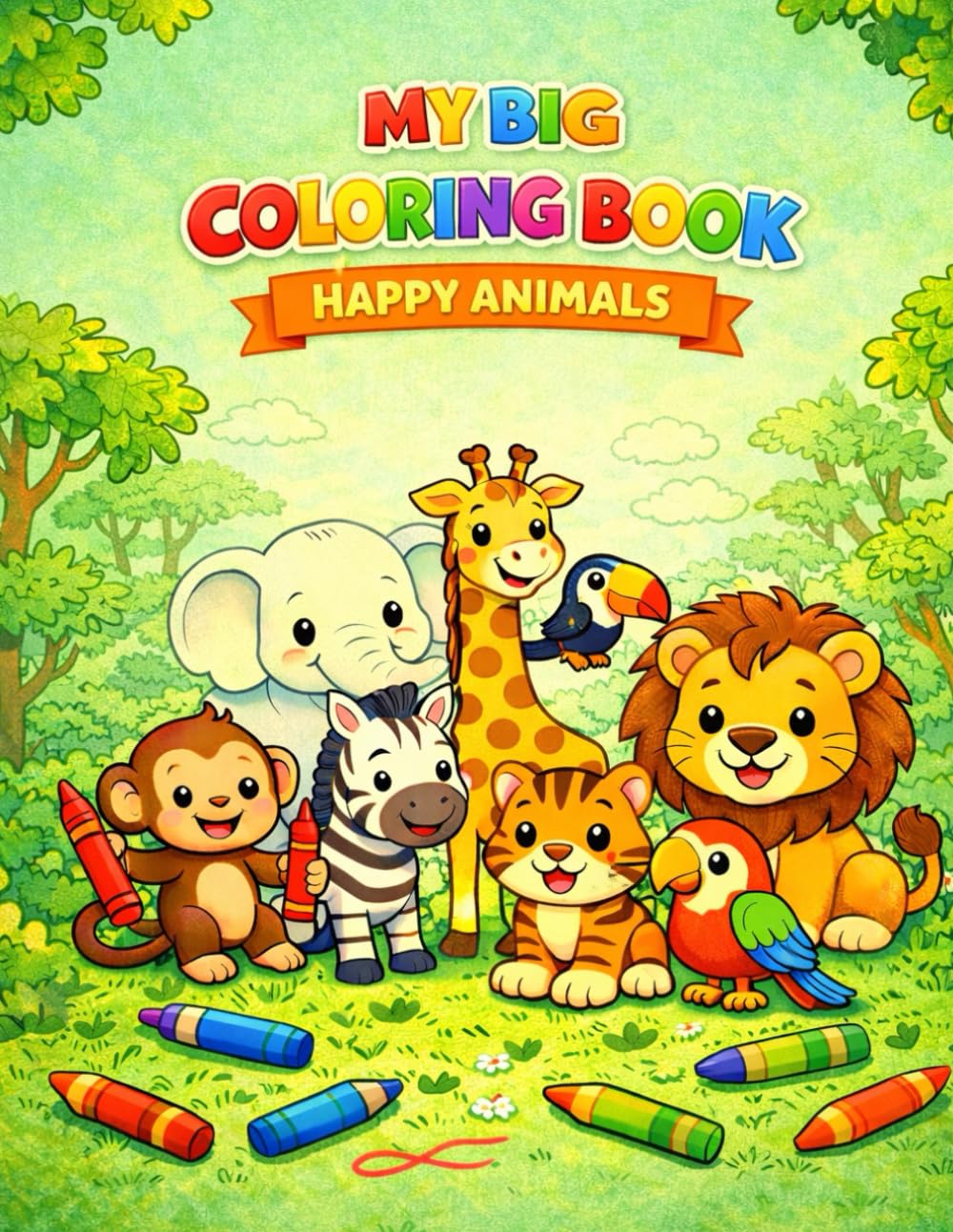 My Big Coloring Book of Happy Animals: With Color Guides to Help Kids Learn & Color Easily (Ages 3–5) (My Big Coloring Happy Book Series)