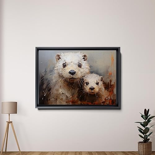 Miniatura 2 de Fox Mother Cub Print, In The Style Of Stencil,Based, Ivory, Kids Wall Art, Kids Wall Art Display, Mom And Baby Animal Art Print, Canvas Prints, Art
