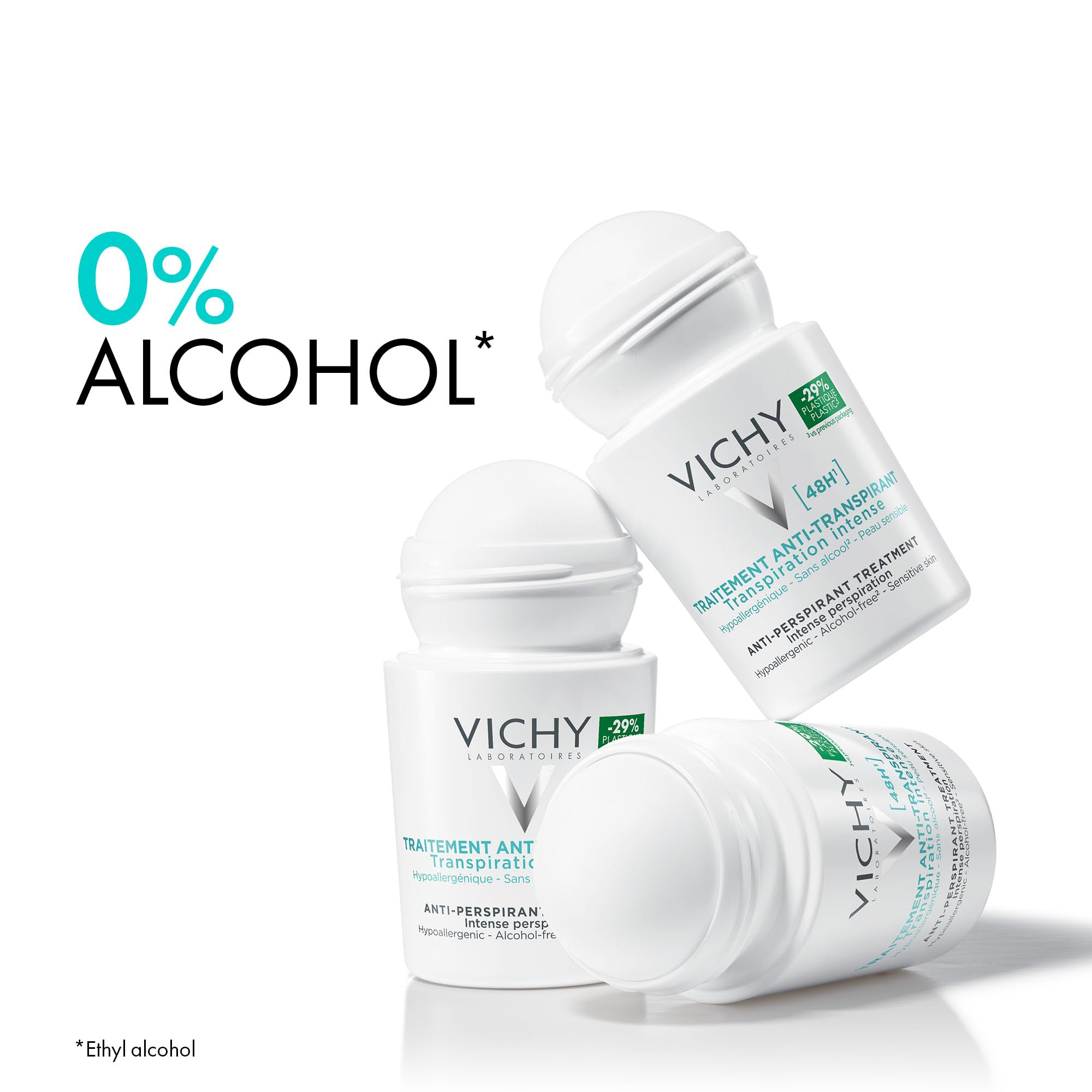 Vichy Intensive Anti-Perspirant Roll-On 50ml – Strong 48H Sweat & Odour Protection for Normal to Heavy Perspiration, Gentle on Sensitive Skin, Everyday Reliable Freshness