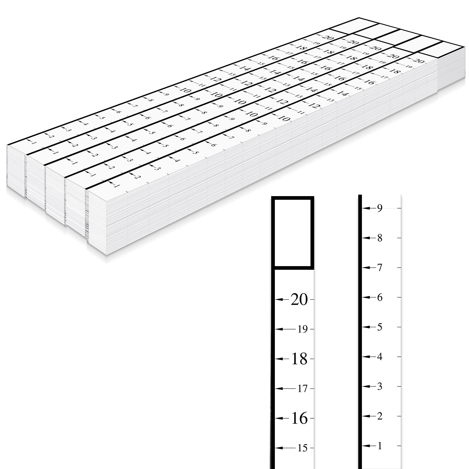 Reglas de medición de ático (caja de 400), cartulina, 20 pulgadas, regla de valor R para aislamiento de techo