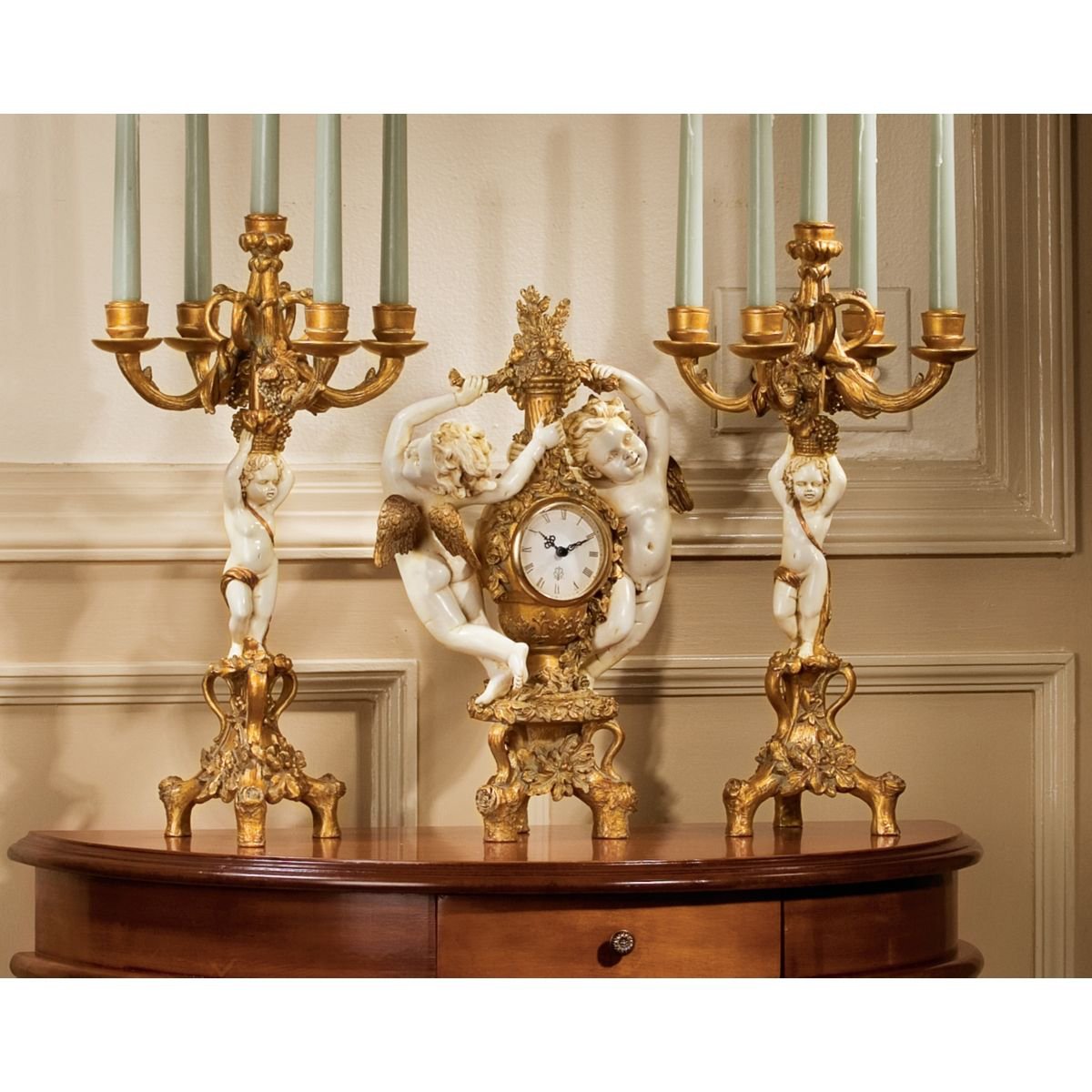 Amazon.com: Design Toscano Cherub's Harvest Clock and Candelabra