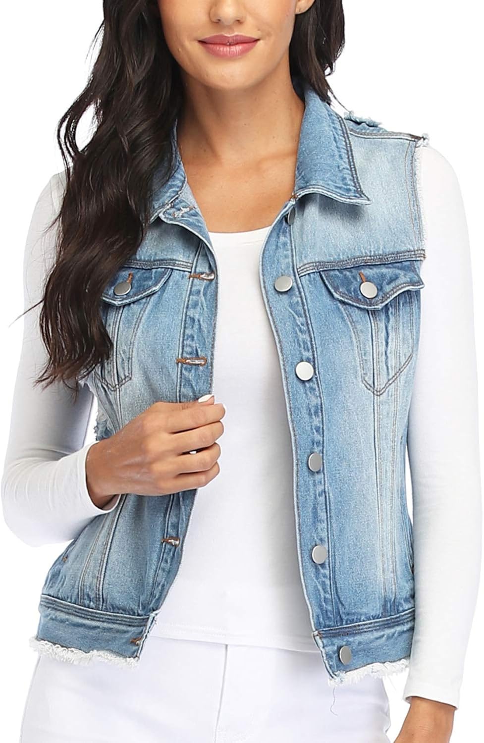 Blue jean vest womens Clearance