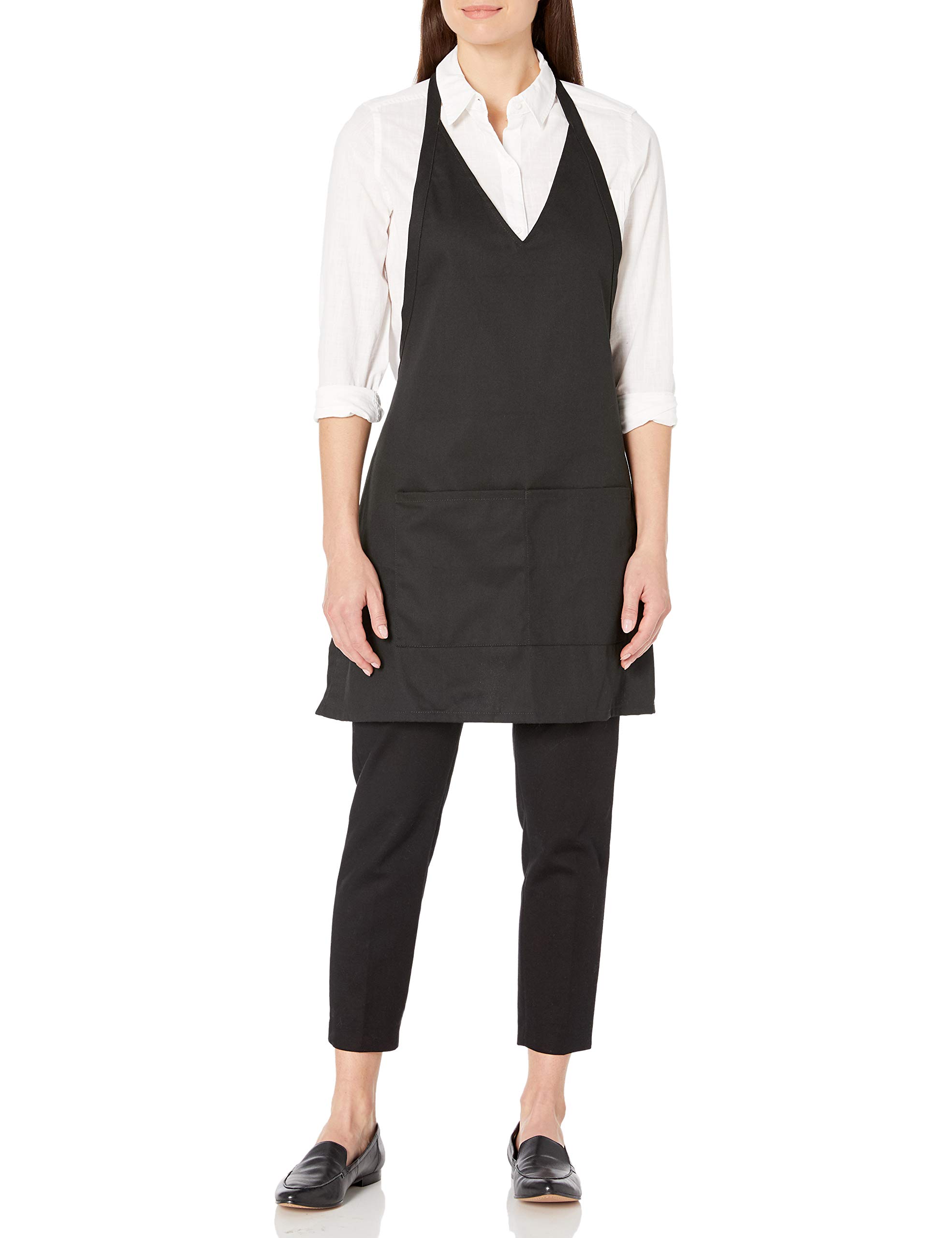 Unisex Formal V-Neck Bib Apron, 3 Pockets, Adjustable