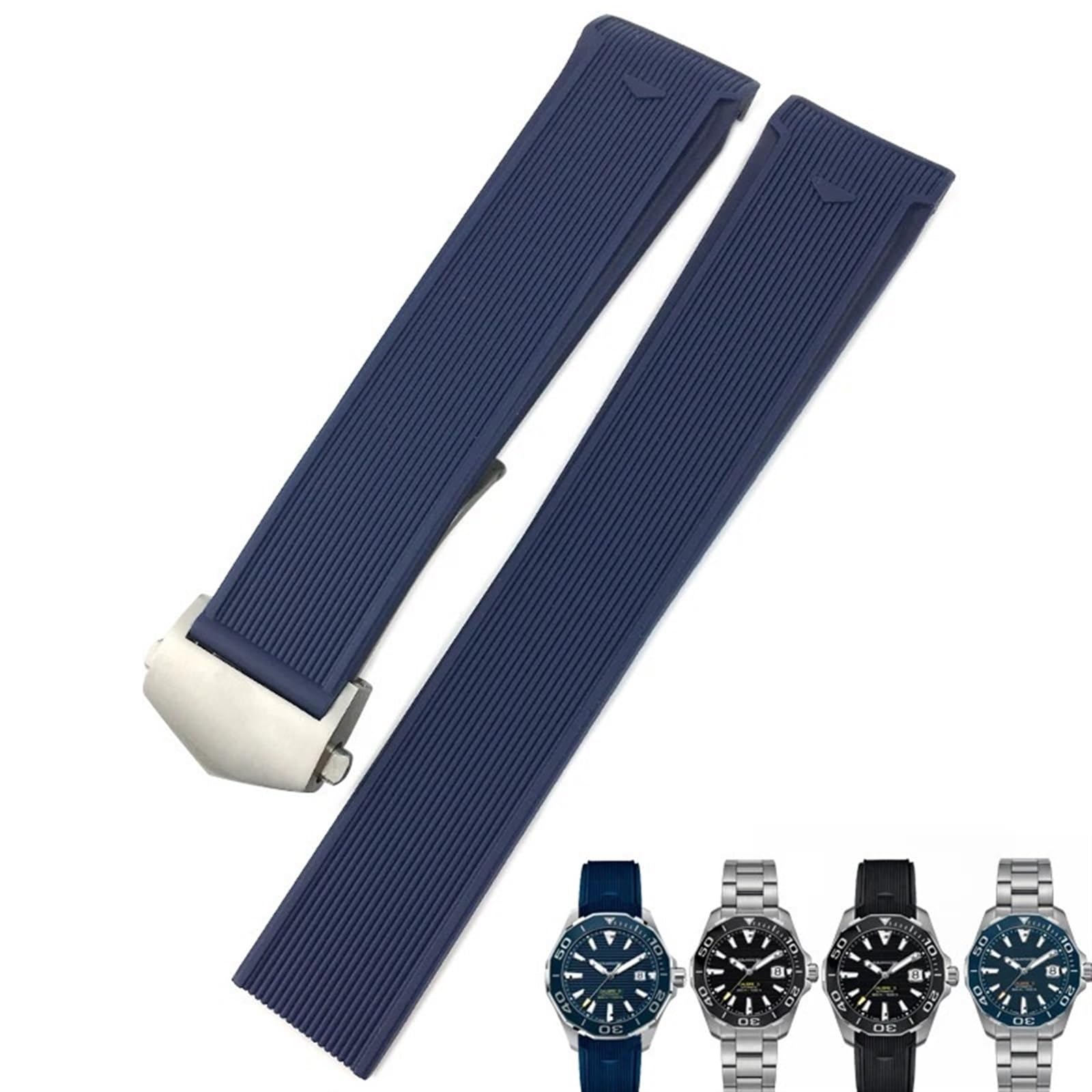 Banda de reloj de goma natural 22 mm correa de silicona deportiva para buceo y deportes 4