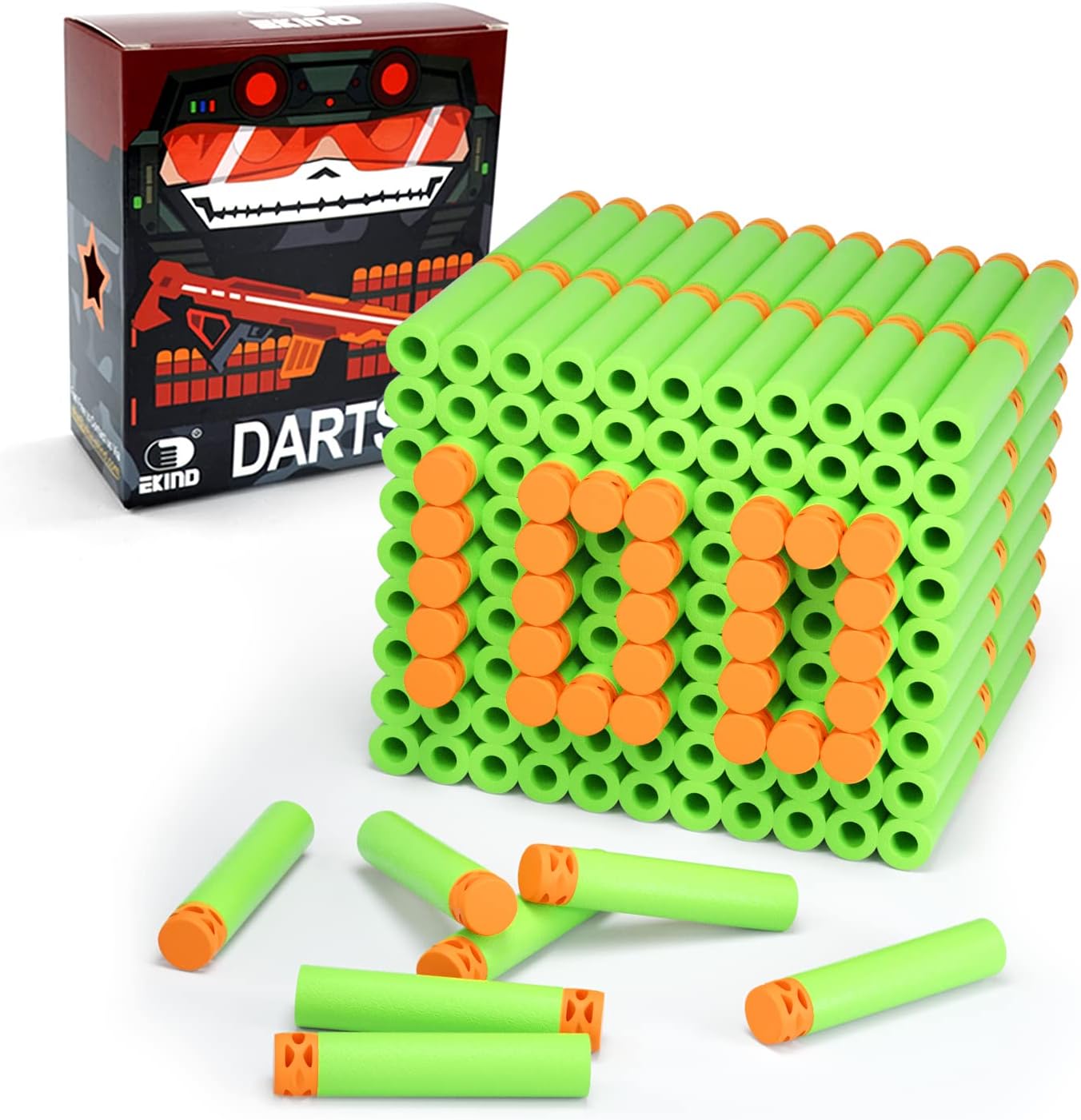100 Pcs Waffles Darts Refill Pack Foam Bullet Compatible for NERF N-Strike Series Blaster (Glow at Dark, White)