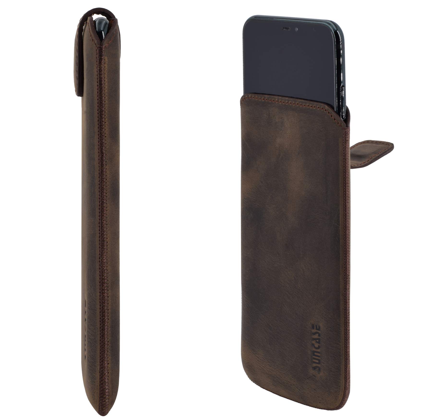 Suncase Slim-Edition Custodia In Vera Pelle Per Motorola Edge 30 Ultra - Con Linguetta Di Estrazione E Chiusura Magnetica (Nero) - 2