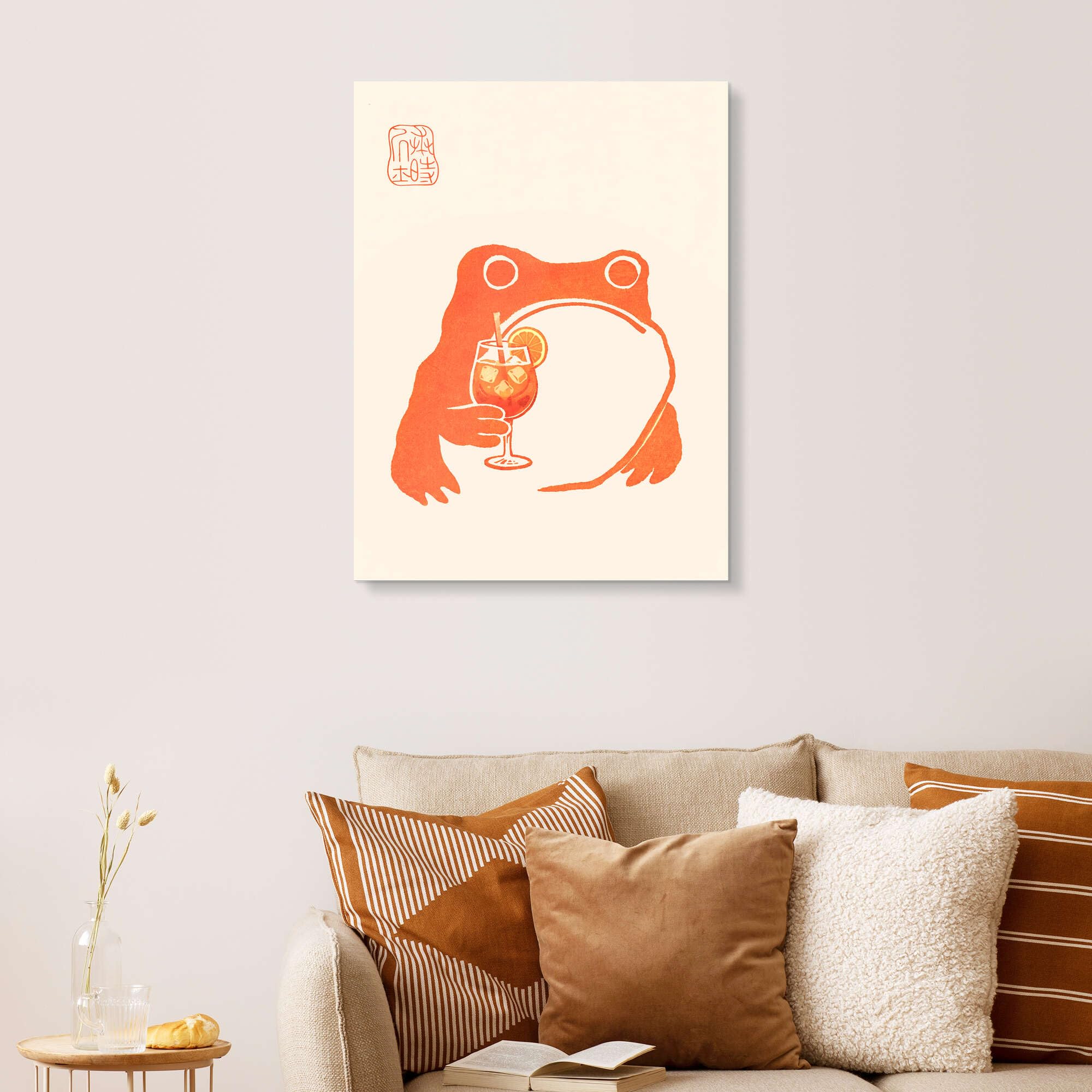 Posterlounge Meika Gafu - Aperol Frog Acrylglasbild | 60 x 80 cm von Matsumoto Hoji Beige Wandbilder Wanddeko