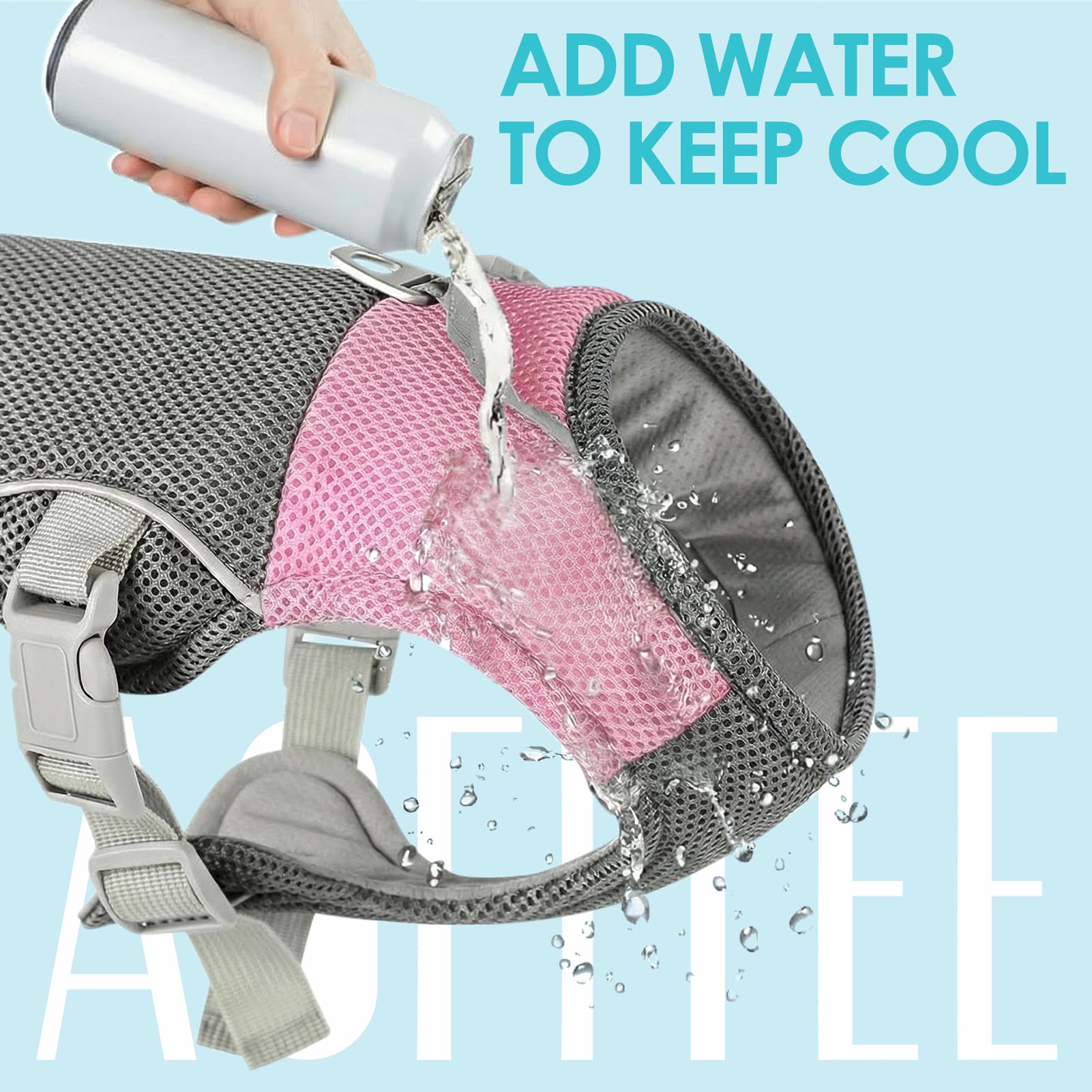 AOFITEE Chaleco de refrigeración para perros, chaleco de refrigeración transpirable para perros con anillo en D de arnés, camisa de protección UV para perros, chaqueta enfriadora ligera para perros