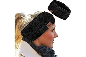 Womens Ear Warmers Headbands Winter Warm Fuzzy Cable Knit Head Wrap Fleece Lined Gifts