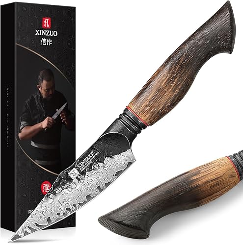 Miniatura 13 de XINZUO Cuchillo Santoku de Damasco Afilado de 7.6 Pulgadas, Cuchillo Profesional de Cocina para Carne de Acero Damasco de 67 Capas para Hogar y