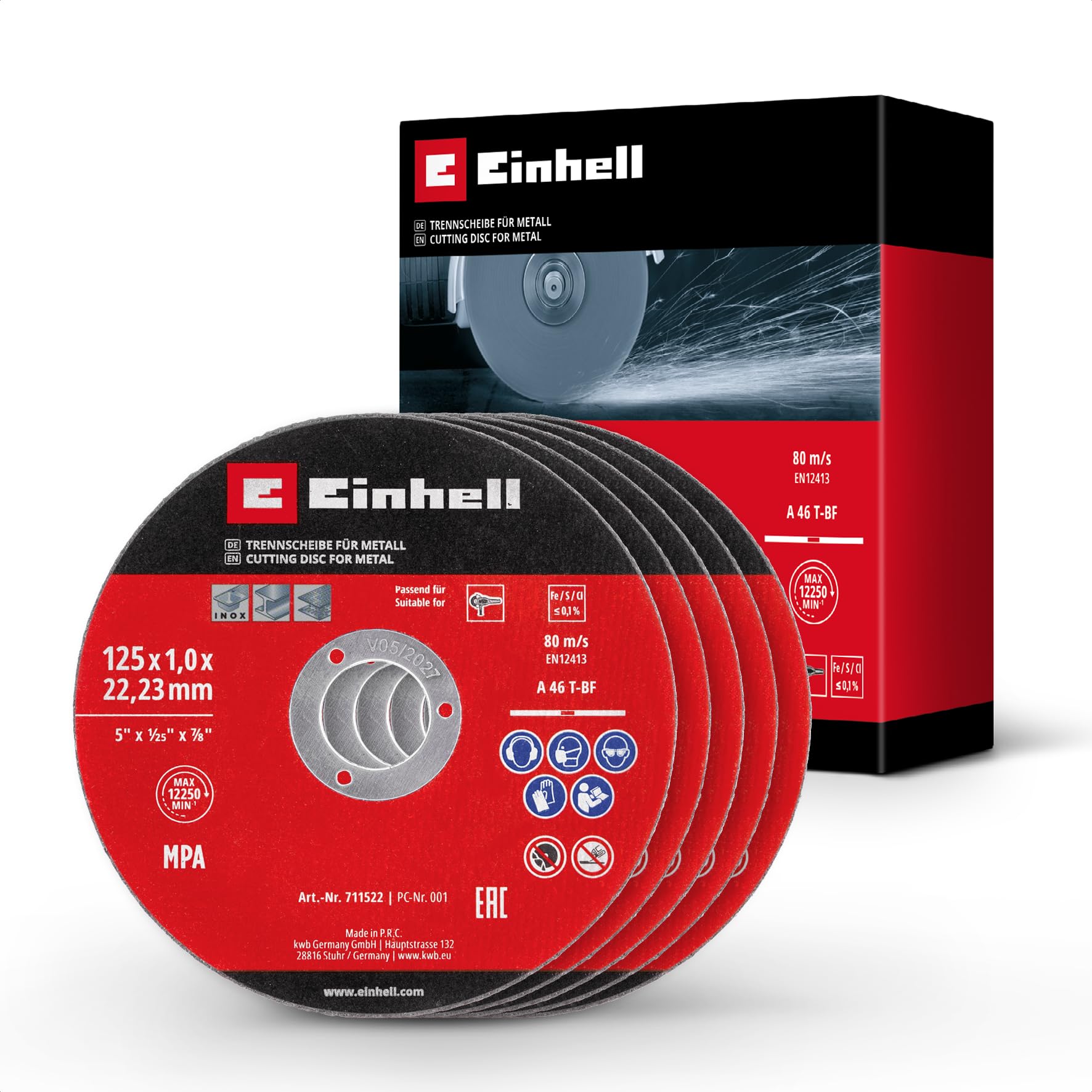Original Einhell set de 5 disques à tronçonner minces pour le métal