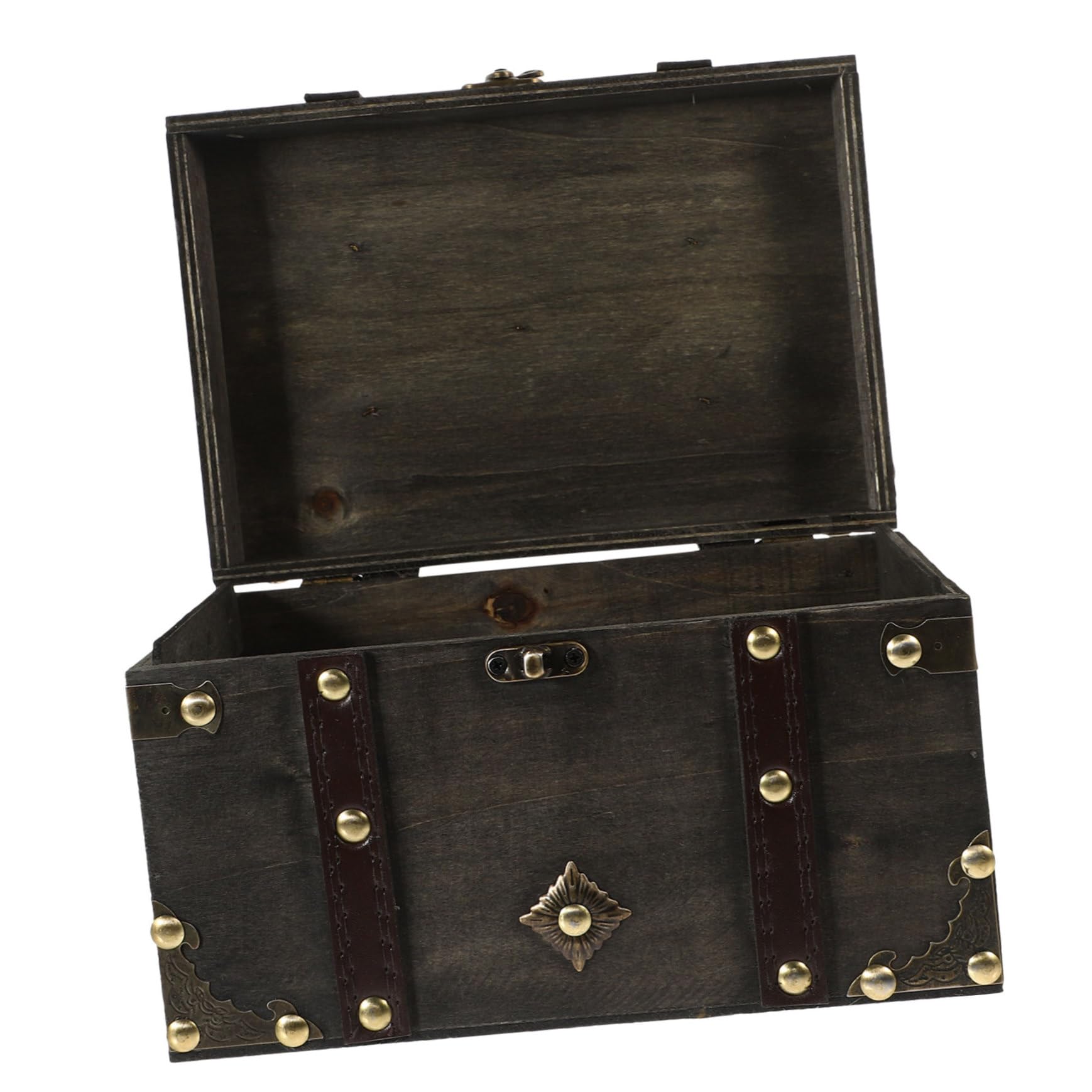 Große Dekorative Holzschatztruhe mit Metallverschluss und Deckel Vielseitige Piratenschatzkiste für Schmuck Dokumente und Spielzeugaufbewahrung