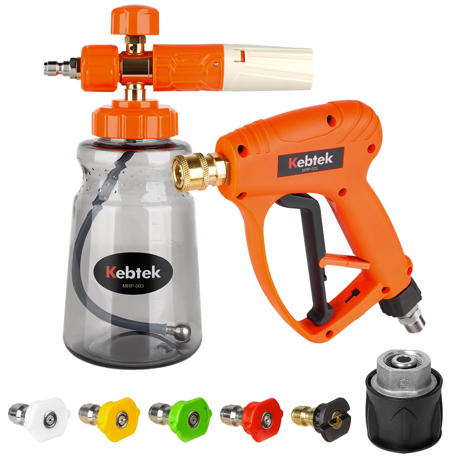 Kebtek Pistola Idropulitrice con Lancia Schiuma e 5 Ugelli, Adattatore Compatibile con Kärcher K2-K7 (MRP-003-B)