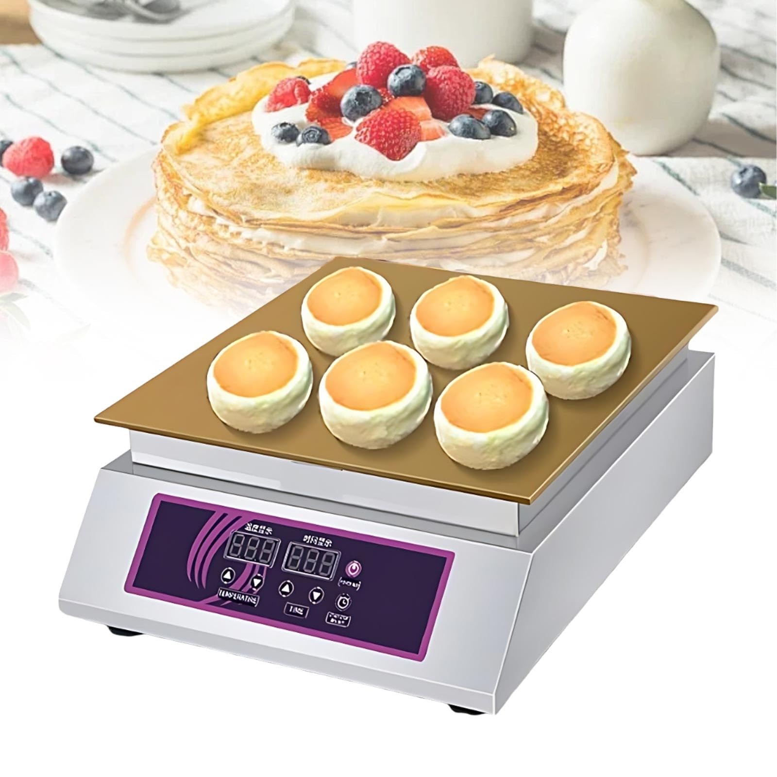 Maquina Para Pancakes Y Crepes, Hotcake Maker Electrico Con Plancha De Laton, Equipo De Cocina Para Pasteleria Cafeteria Y Food Truck(Single-Head)