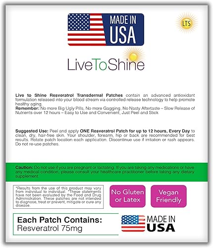 Miniatura 7 de Paquete de parches de resveratrol y magnesio  2 paquetes  Antioxidante natural antienvejecimiento, más alivio del estrés y los músculos  Suministro