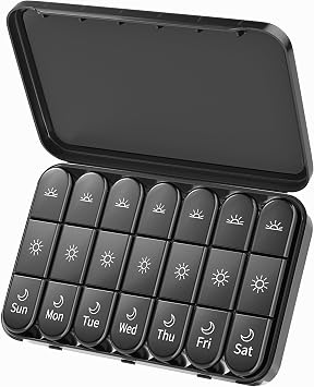 Weekly Pill Organizer 3X a Day, Travel Pill Case 7 Day 3 Times a Day | Ease of Use, Durable Quality, Removable Daily Compartments, Secure Closure, Large Capacity, Private and Light-proof