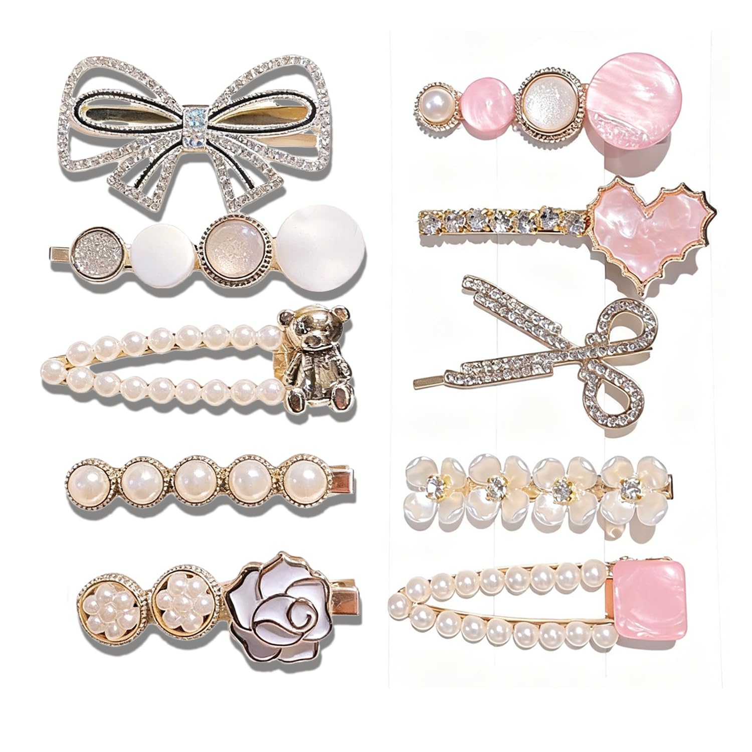 10 Pcs women's hair clip, anti pearl acrylic resin hair clip set, exquisite hair accessories, headwear styling tools, suitable as a decorative gift