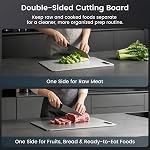 Titanium Cutting Board, Stainless Steel Cutting Board for Kitchen, Double-Sided Metal Chopping Board with Hanging Hole for Meat, Vegetables, Fruit and Food Prep