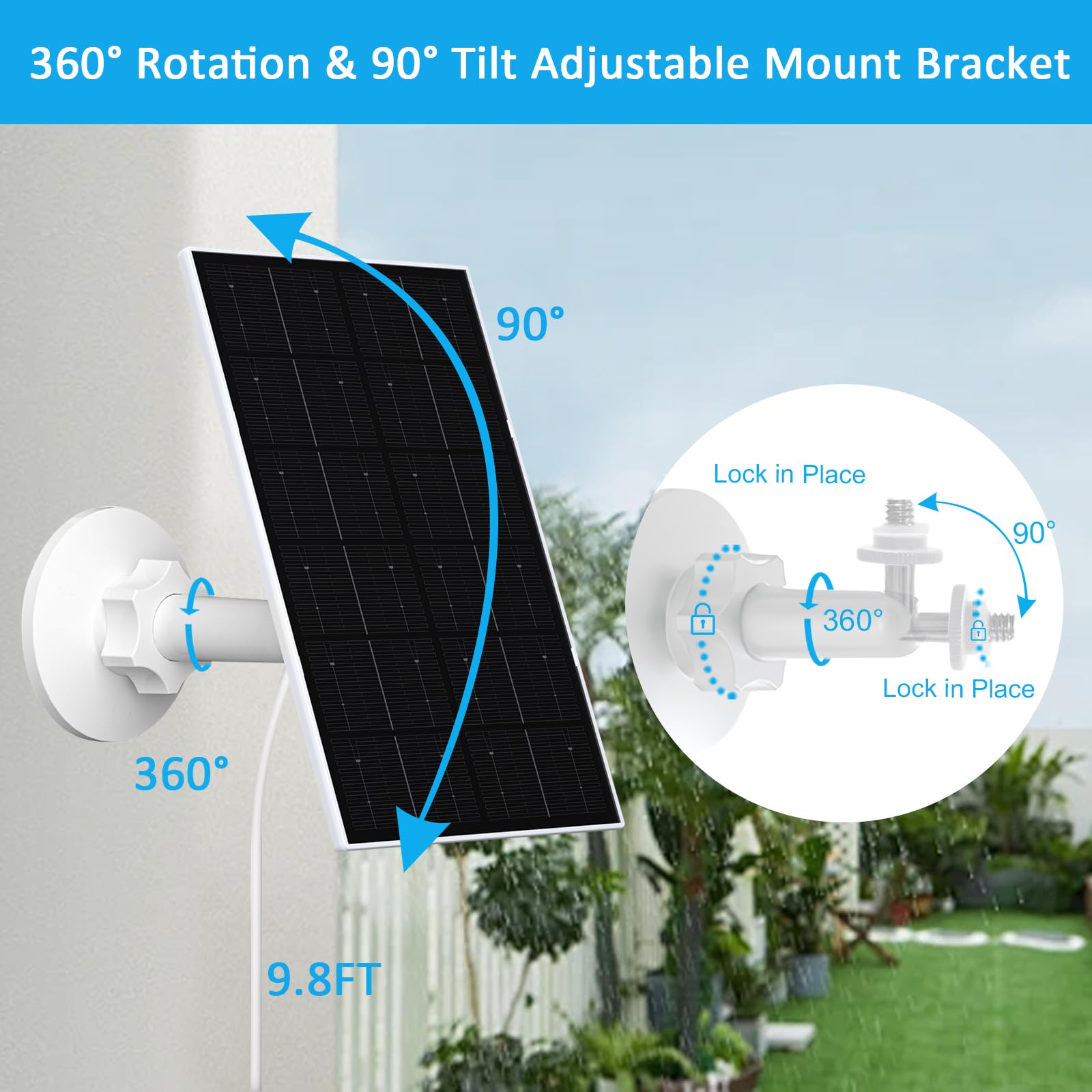 Zivif Lot de 3 panneaux solaires 4 W pour caméra de sécurité, chargeur