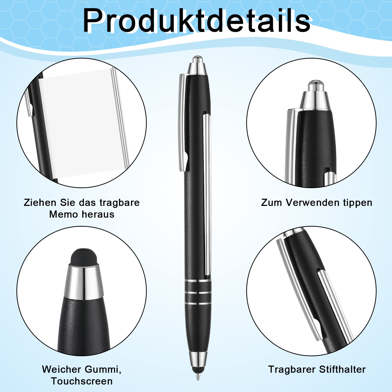 Nezyo 3 stuks balpennen met spiekbriefje bladflap intrekbaar 0,7 mm spiekbriefje pen met blauwe vulling fijne punt metalen drukbalpen voor studenten afstuderen, blauw, zwart, rood