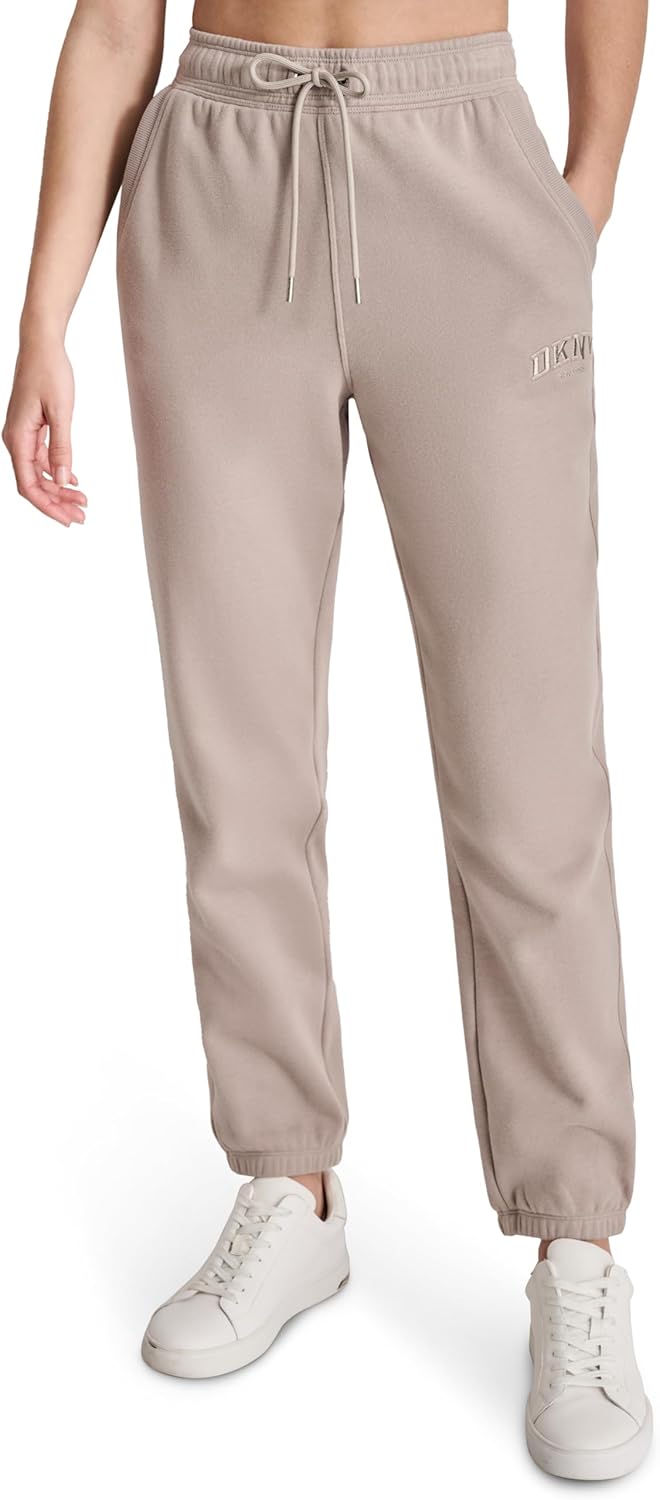 DKNY Women's Varsity Embroidered Logo Jogger Fleece Sweatpant