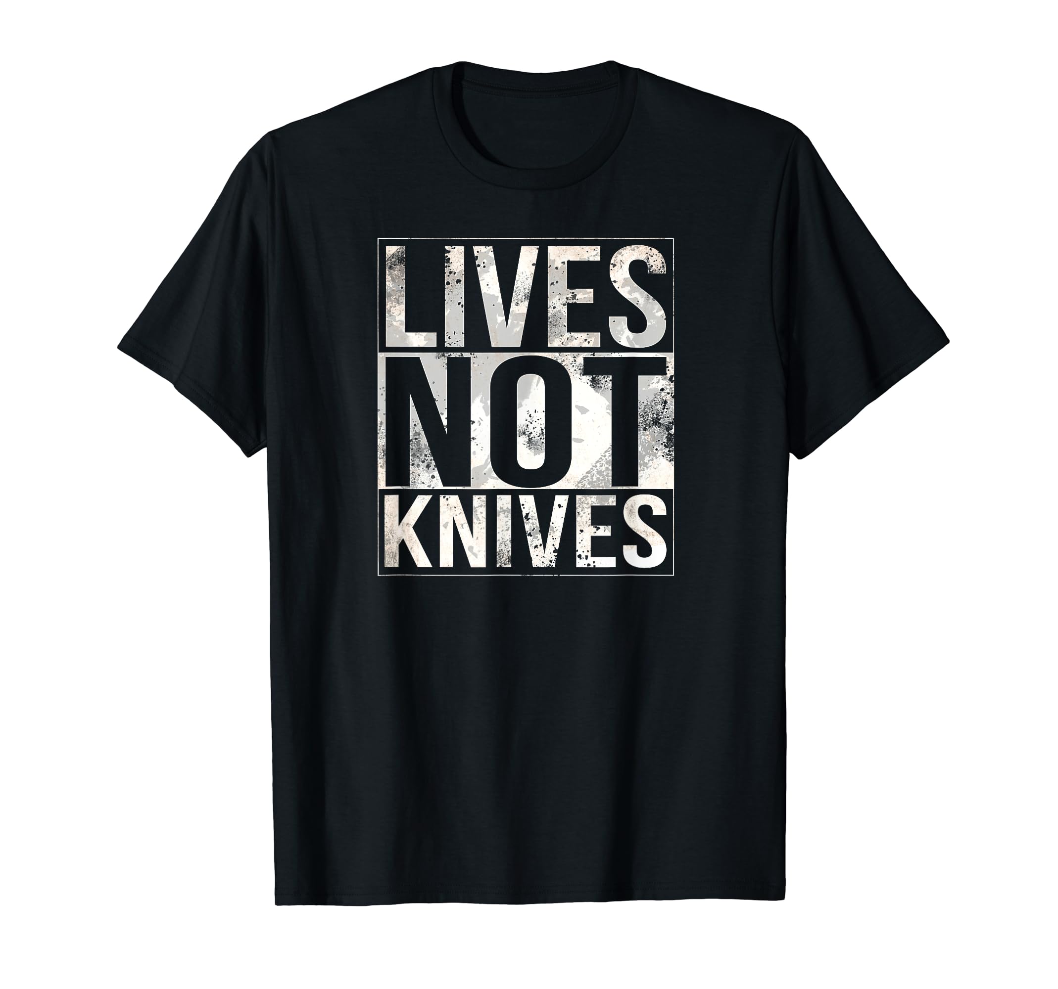 Lives Not Knives black T-shirt - anti-knife gangsta style