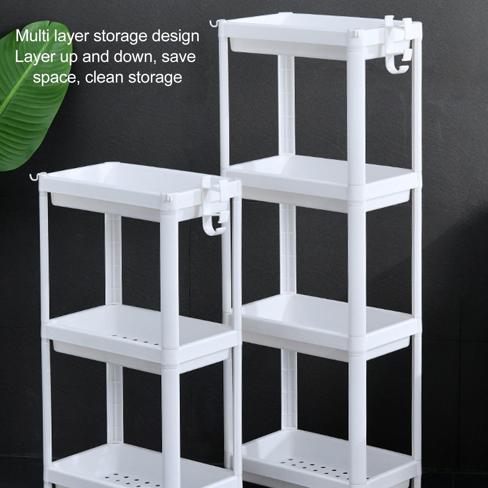 Scaffale a Torre per Bagno, Scaffale Portaoggetti Bianco Sottile Autoportante, Scaffale per Portaoggetti ad Angolo Robusto per Soggiorno Cucina Camera da Letto (4 Tier)