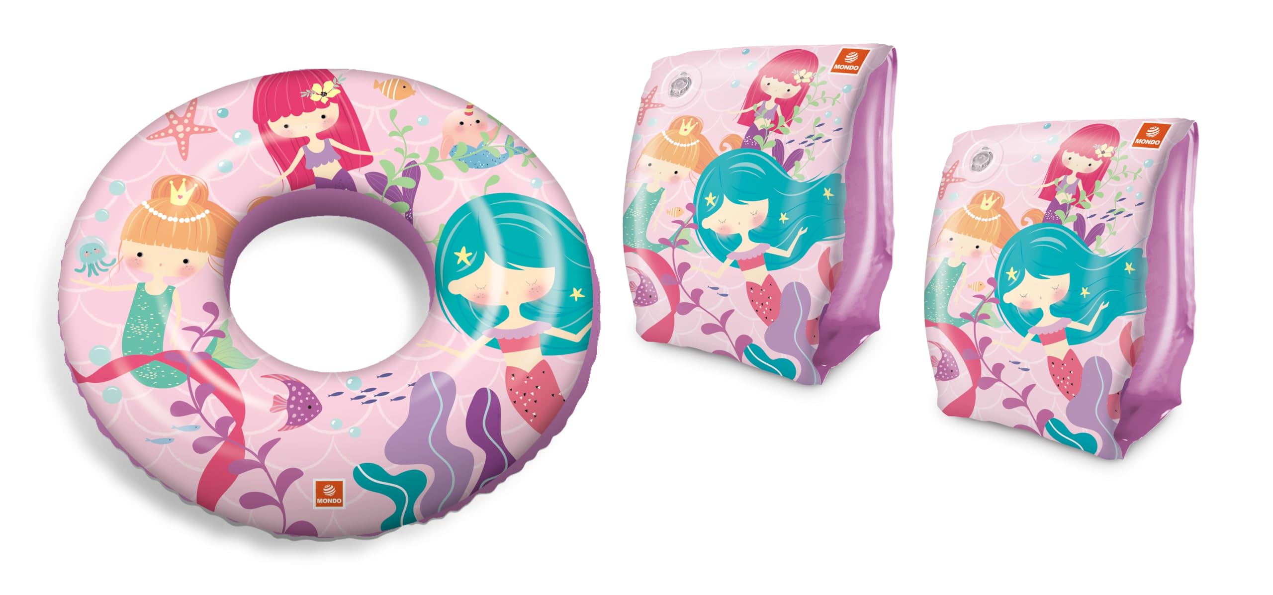 Mondo Toys - set braccioli e ciambella bambini mare estate piscina (sirenette)